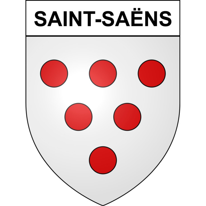 Pegatinas escudo de armas de Saint-Saëns adhesivo de la etiqueta engomada