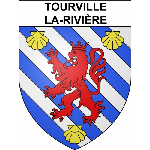 Pegatinas escudo de armas de Tourville-la-Rivière adhesivo de la etiqueta engomada