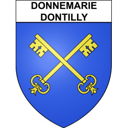 Pegatinas escudo de armas de Donnemarie-Dontilly adhesivo de la etiqueta engomada