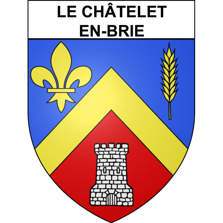 Pegatinas escudo de armas de Le Châtelet-en-Brie adhesivo de la etiqueta engomada