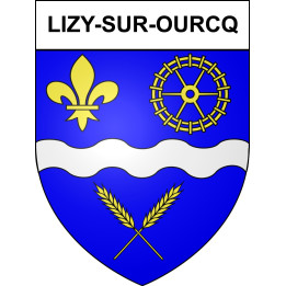 Pegatinas escudo de armas de Lizy-sur-Ourcq adhesivo de la etiqueta engomada