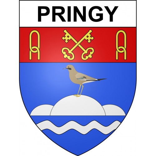 Pegatinas escudo de armas de Pringy adhesivo de la etiqueta engomada