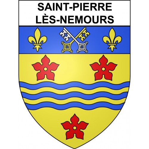 Saint-Pierre-lès-Nemours 77 ville sticker blason écusson autocollant adhésif