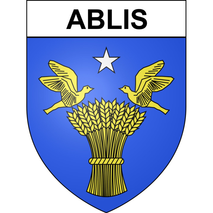 Pegatinas escudo de armas de Ablis adhesivo de la etiqueta engomada