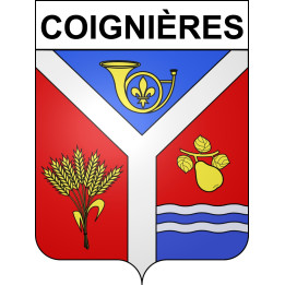 Pegatinas escudo de armas de Coignières adhesivo de la etiqueta engomada