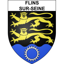 Pegatinas escudo de armas de Flins-sur-Seine adhesivo de la etiqueta engomada