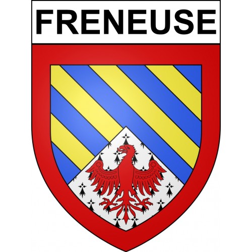 Pegatinas escudo de armas de Freneuse adhesivo de la etiqueta engomada