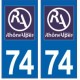 74 Haute Savoie autocollant plaque