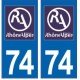 74 Haute Savoie autocollant plaque
