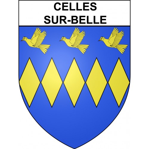 Pegatinas escudo de armas de Celles-sur-Belle adhesivo de la etiqueta engomada