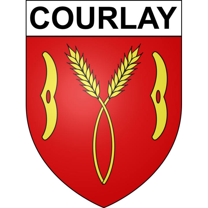 Pegatinas escudo de armas de Courlay adhesivo de la etiqueta engomada