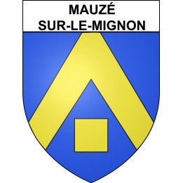 Pegatinas escudo de armas de Mauzé-sur-le-Mignon adhesivo de la etiqueta engomada