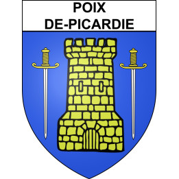 Pegatinas escudo de armas de Poix-de-Picardie adhesivo de la etiqueta engomada