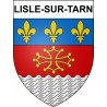 Pegatinas escudo de armas de Lisle-sur-Tarn adhesivo de la etiqueta engomada