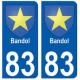 83 Bandol autocollant plaque immatriculation ville