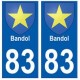83 Bandol autocollant plaque immatriculation ville