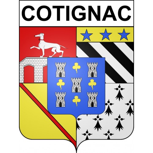 Pegatinas escudo de armas de Cotignac adhesivo de la etiqueta engomada