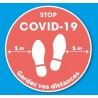 Garder vos distances 1 mètre logo 1 autocollant sticker stop virus covid