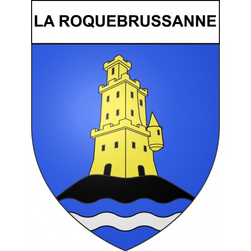 Pegatinas escudo de armas de La Roquebrussanne adhesivo de la etiqueta engomada
