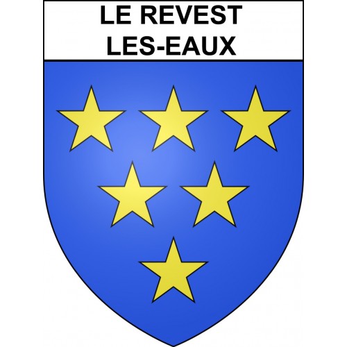Pegatinas escudo de armas de Le Revest-les-Eaux adhesivo de la etiqueta engomada