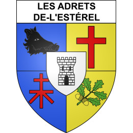 Pegatinas escudo de armas de Les Adrets-de-l'Estérel adhesivo de la etiqueta engomada