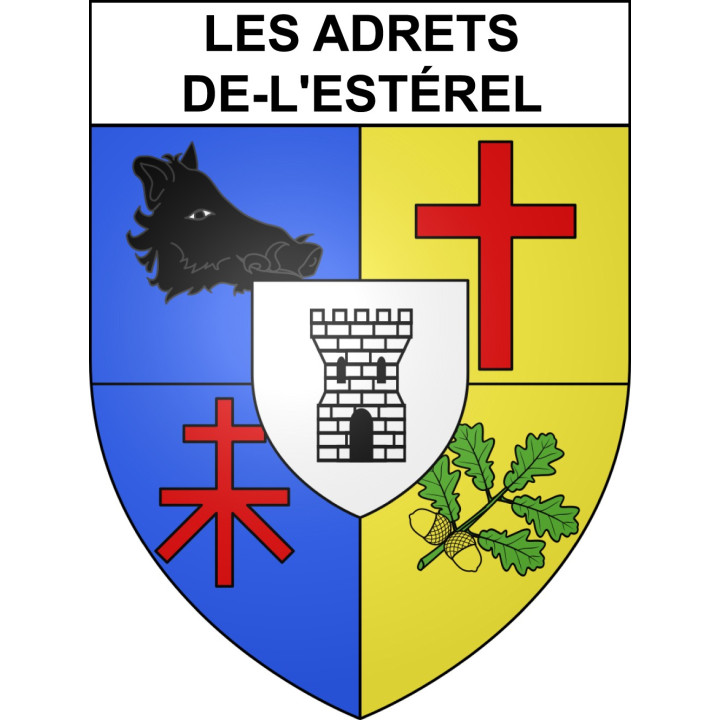 Pegatinas escudo de armas de Les Adrets-de-l'Estérel adhesivo de la etiqueta engomada