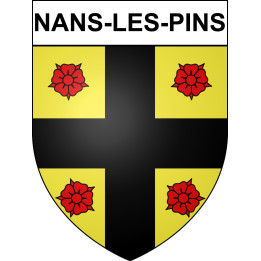 Pegatinas escudo de armas de Nans-les-Pins adhesivo de la etiqueta engomada