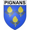 Pegatinas escudo de armas de Pignans adhesivo de la etiqueta engomada