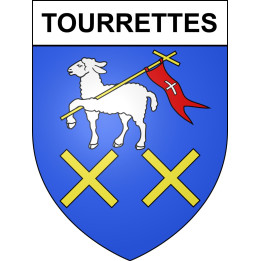 Pegatinas escudo de armas de Tourrettes adhesivo de la etiqueta engomada