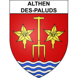 Pegatinas escudo de armas de Althen-des-Paluds adhesivo de la etiqueta engomada