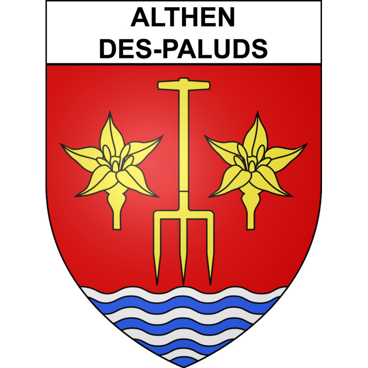 Pegatinas escudo de armas de Althen-des-Paluds adhesivo de la etiqueta engomada