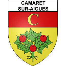 Pegatinas escudo de armas de Camaret-sur-Aigues adhesivo de la etiqueta engomada