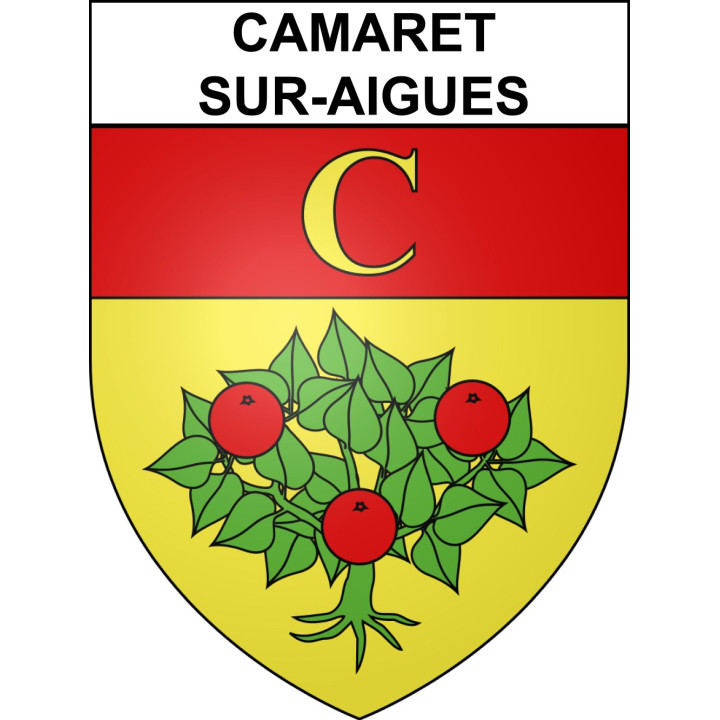Pegatinas escudo de armas de Camaret-sur-Aigues adhesivo de la etiqueta engomada