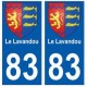 83 Le lavandou autocollant plaque immatriculation ville