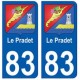 83 Le Pradet autocollant plaque immatriculation ville