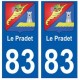 83 Le Pradet autocollant plaque immatriculation ville