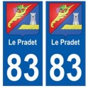 83 Le Pradet autocollant plaque immatriculation ville