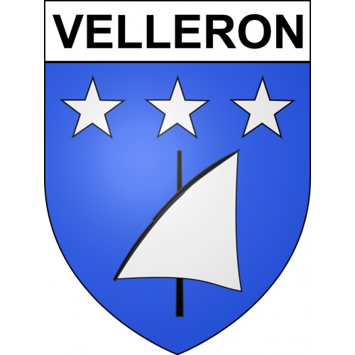 Pegatinas escudo de armas de Velleron adhesivo de la etiqueta engomada