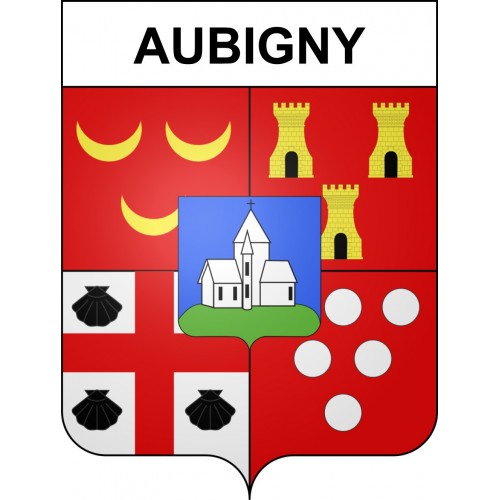 Pegatinas escudo de armas de Aubigny adhesivo de la etiqueta engomada