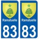 83 Ramatuelle autocollant plaque immatriculation ville
