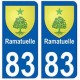 83 Ramatuelle autocollant plaque immatriculation ville