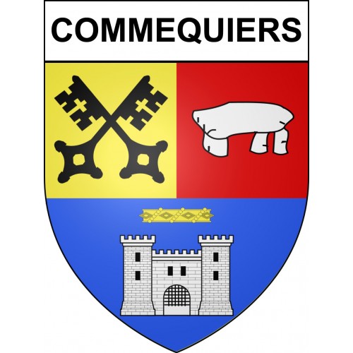 Pegatinas escudo de armas de Commequiers adhesivo de la etiqueta engomada