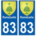83 Ramatuelle autocollant plaque immatriculation ville
