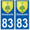 83 Ramatuelle autocollant plaque immatriculation ville