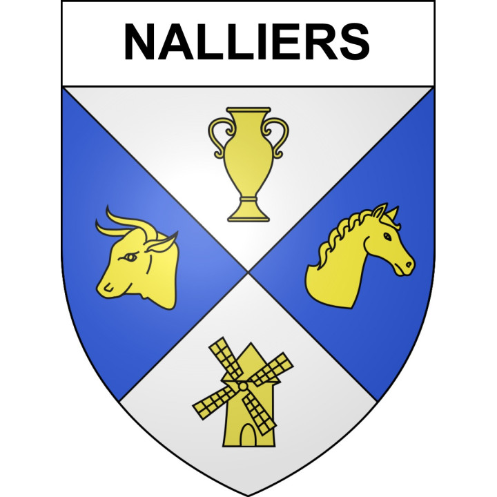 Pegatinas escudo de armas de Nalliers adhesivo de la etiqueta engomada