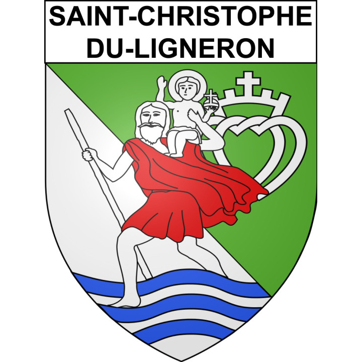 Pegatinas escudo de armas de Saint-Christophe-du-Ligneron adhesivo de la etiqueta engomada