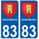 83 Sainte-Maxime autocollant plaque immatriculation ville