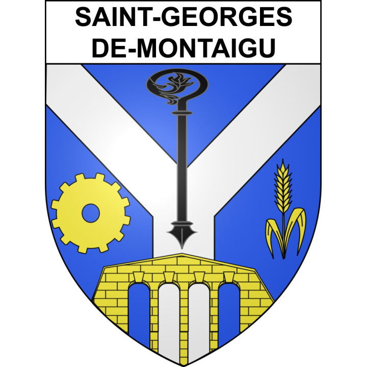Pegatinas escudo de armas de Saint-Georges-de-Montaigu adhesivo de la etiqueta engomada
