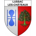 Pegatinas escudo de armas de Lussac-les-Châteaux adhesivo de la etiqueta engomada