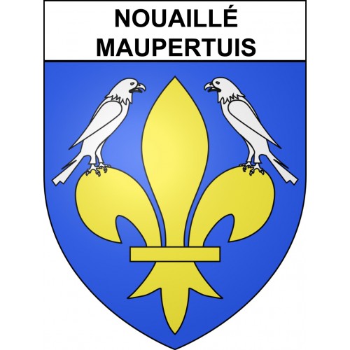 Pegatinas escudo de armas de Nouaillé-Maupertuis adhesivo de la etiqueta engomada